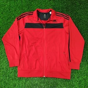 ADIDAS Trefoil Track Jacket Large 22x27 Red Black Trim